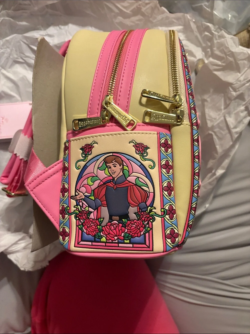 Loungefly Pink Aurora Stained Glass Mini Backpack